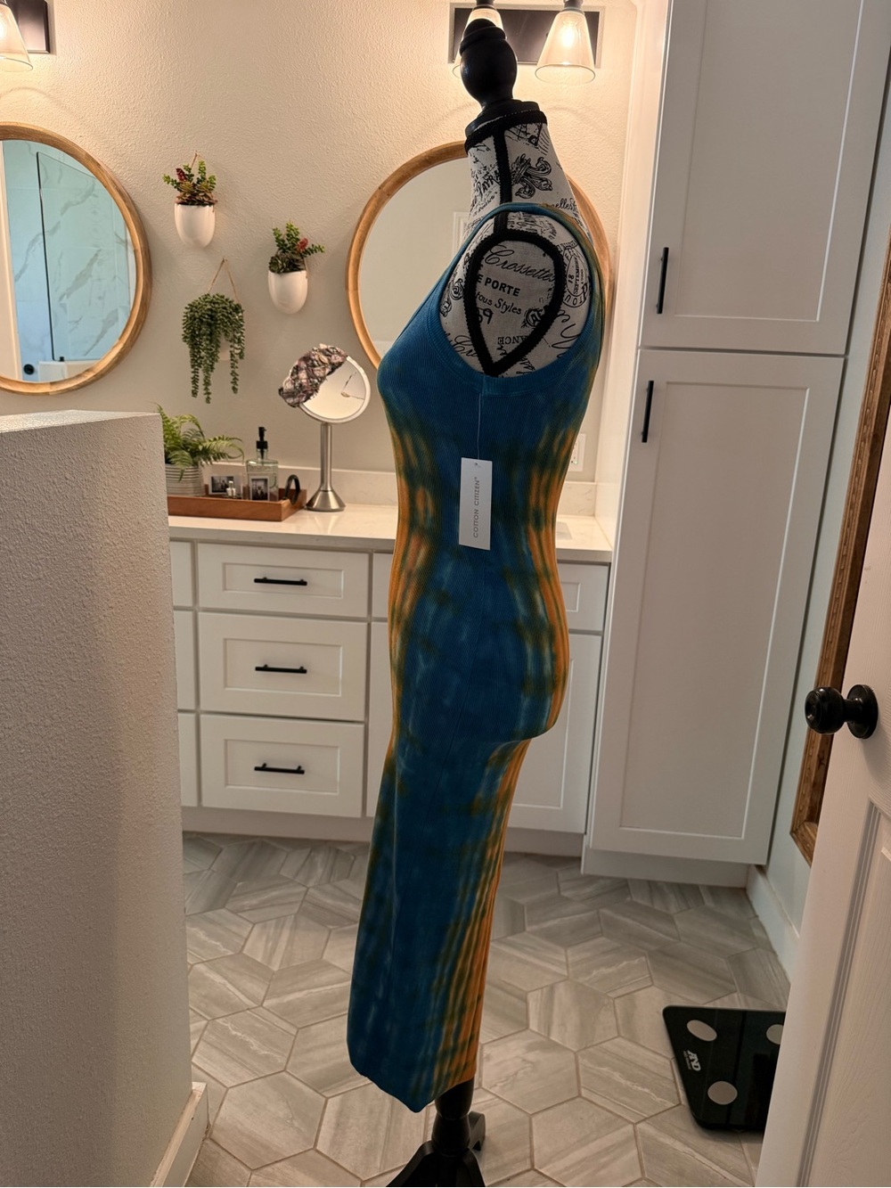 🌈 Cotton Citizen Verona Midi Tank Dress XS | Rainbow Tie Dye | Rare Colorway - Picture 6 of 11